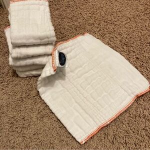 Imagine Cloth Pre Fold Diaper Inserts 6 pack White 100% Cotton Burp Rags Baby